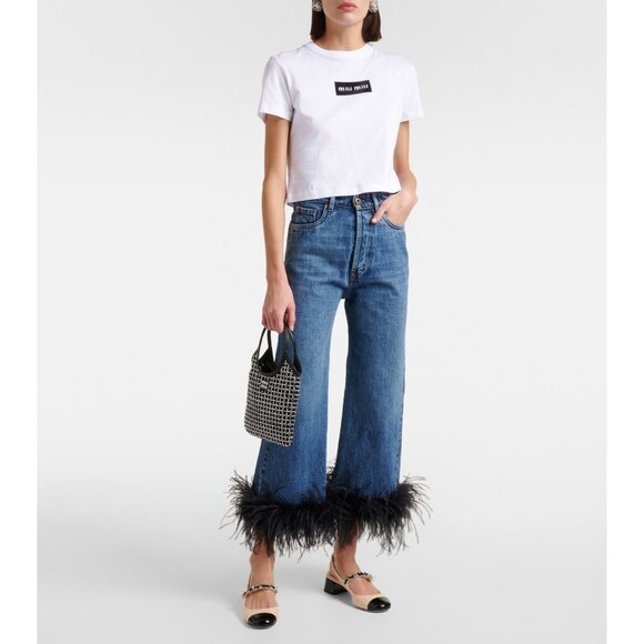 MIU MIU Leather Trimmed Raffia Slingback Pumps Naturals Size 39 NWT - Picture 7 of 7